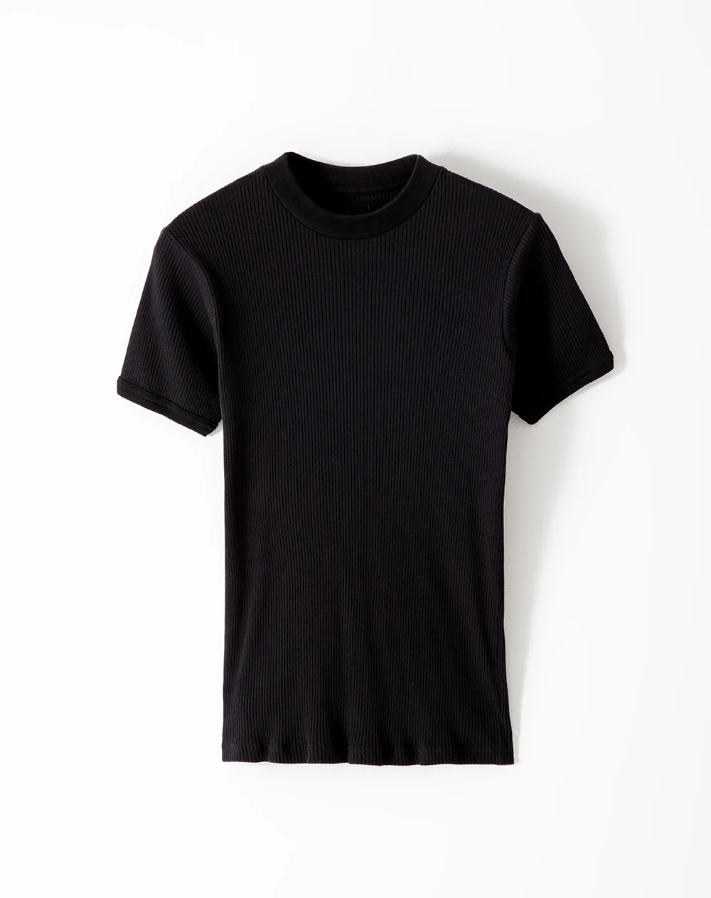 Camiseta slim rib algodón negra hombre - Image 6