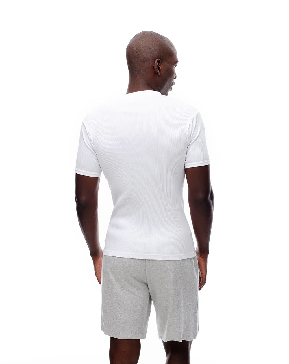 Camiseta slim rib algodón blanca hombre - Image 2