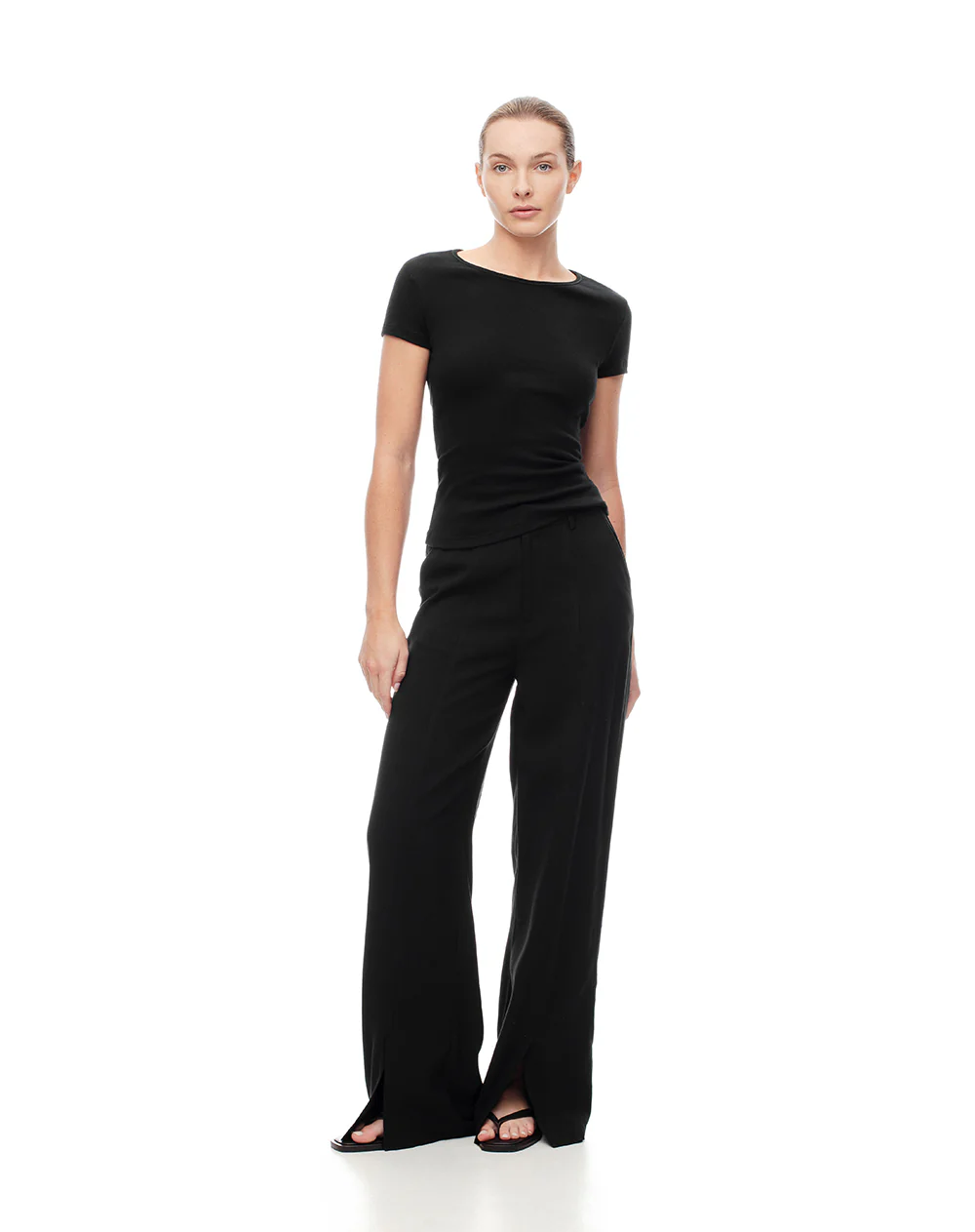 Camiseta slim algodón negra mujer - Image 4