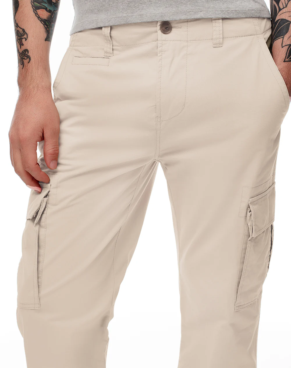 Pantalón cargo slim algodón habano hombre - Image 5