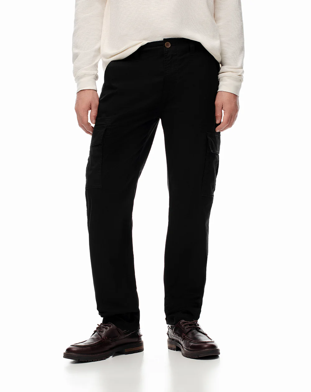 Pantalón cargo slim algodón negro hombre - Image 3