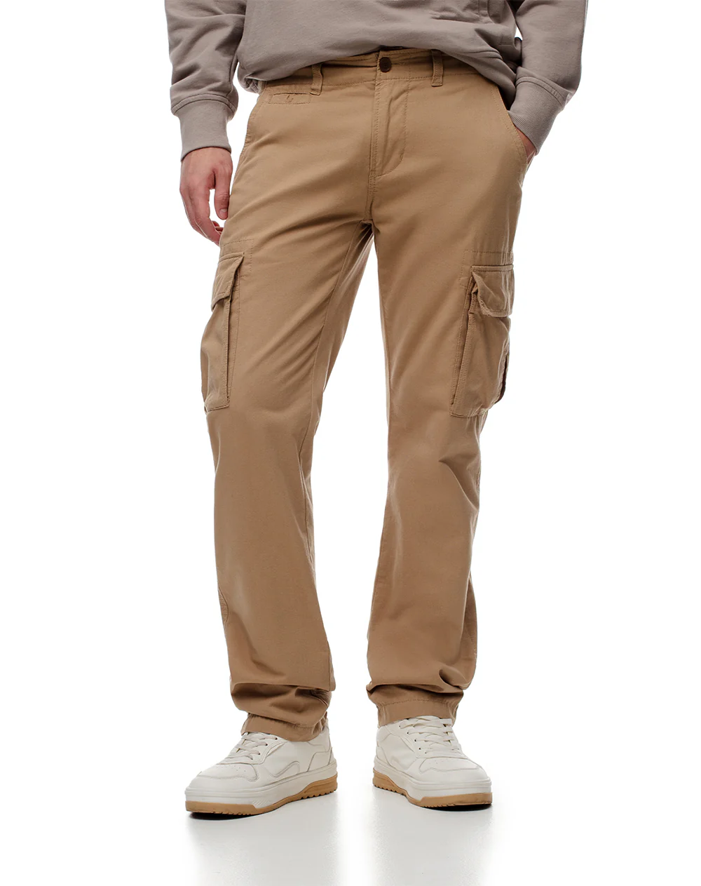 Pantalón cargo slim algodón café hombre - Image 3