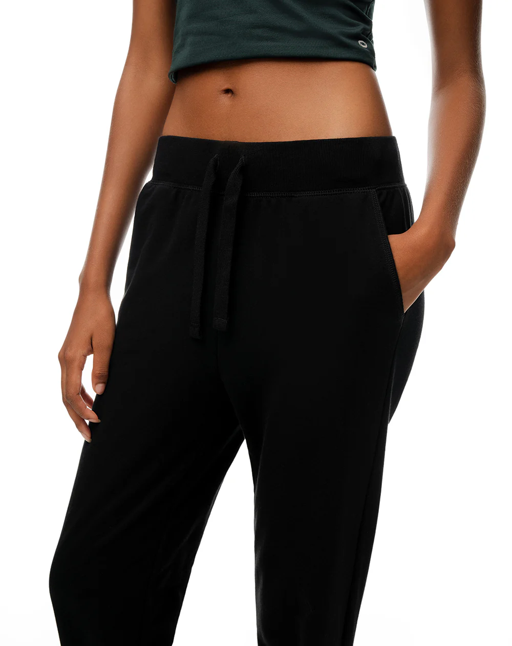Jogger tiro medio algodón negro mujer - Image 3