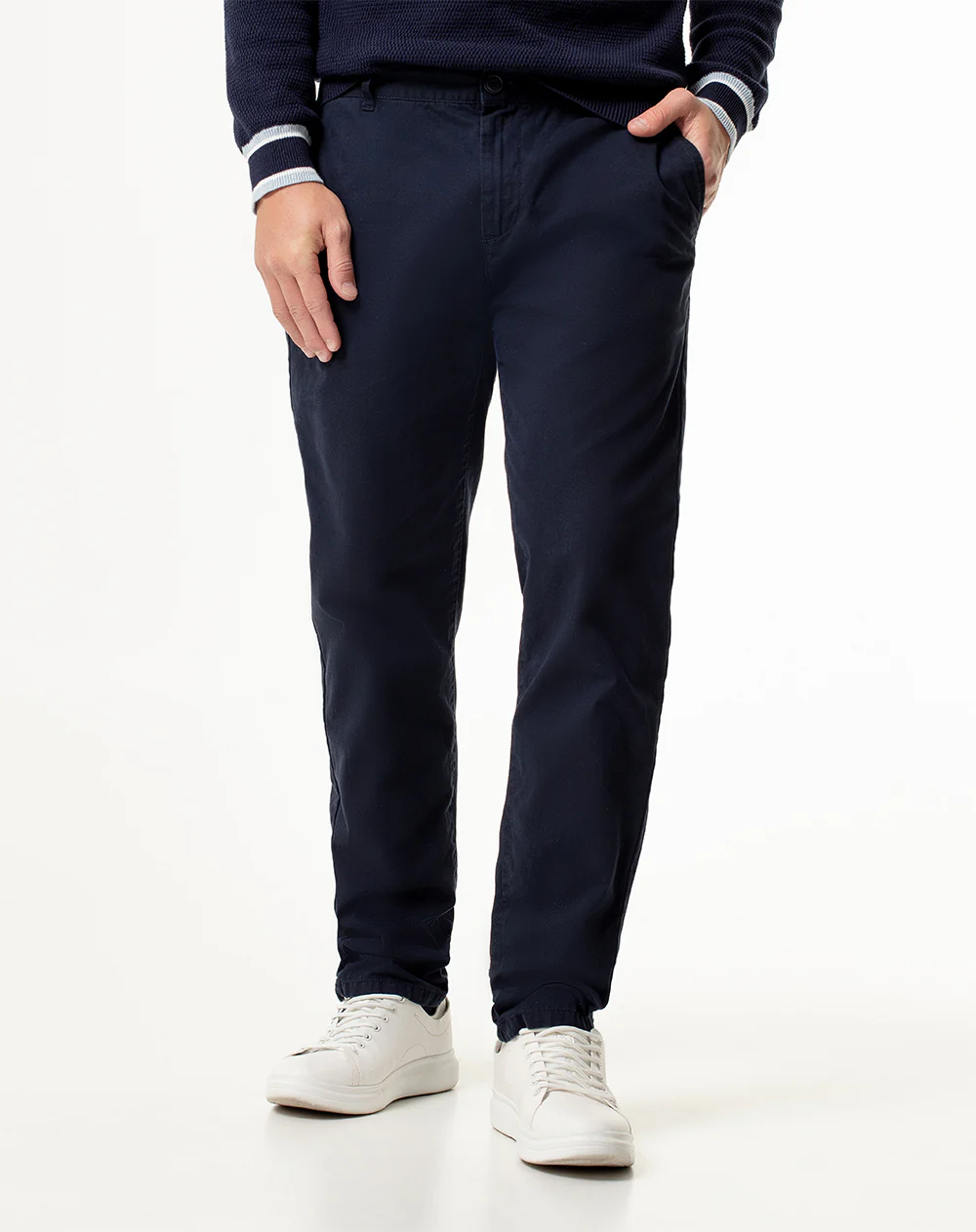 Pantalón chino slim drill algodón azul hombre - Image 3