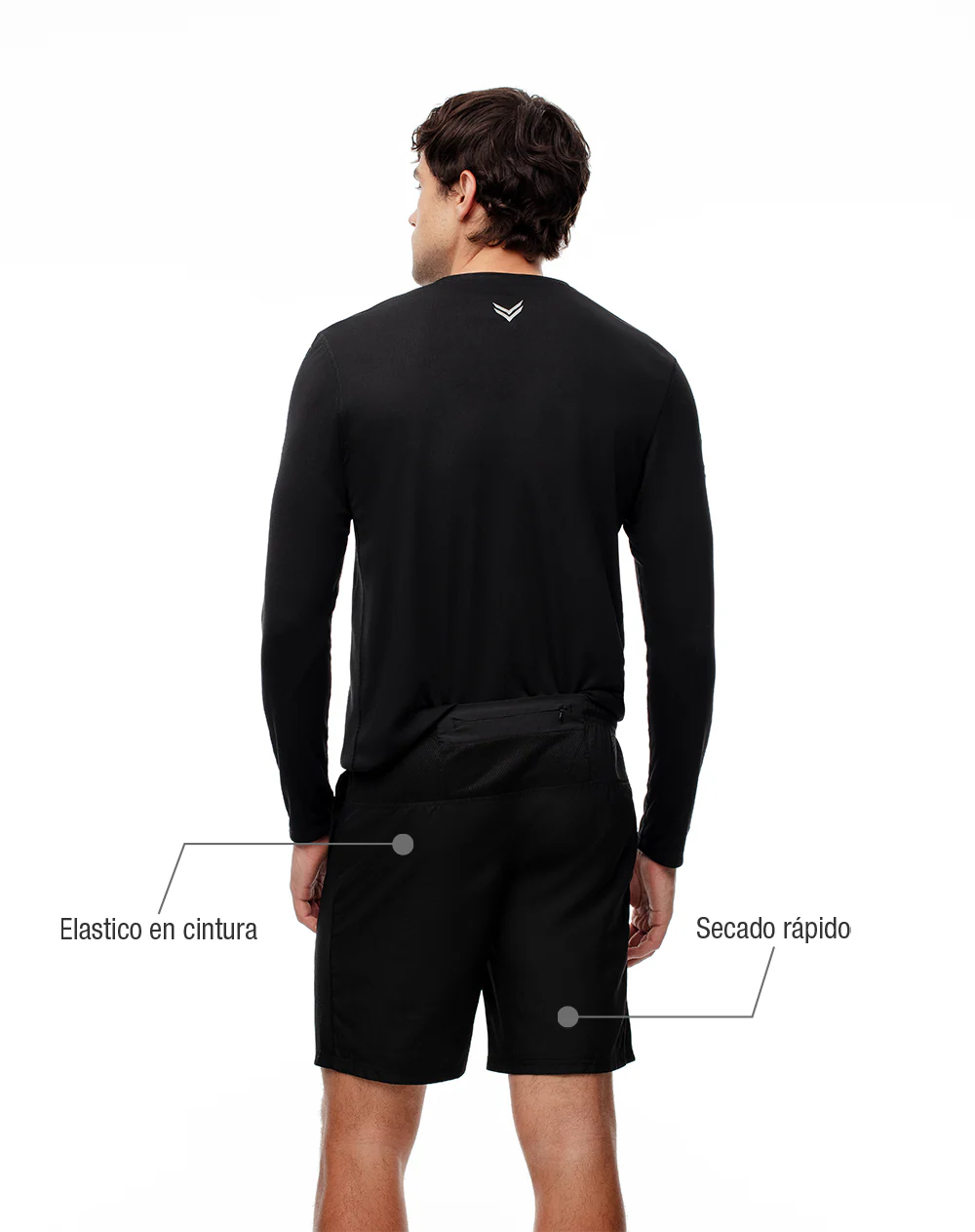 Pantaloneta deportiva secado rápido negra hombre - Image 2