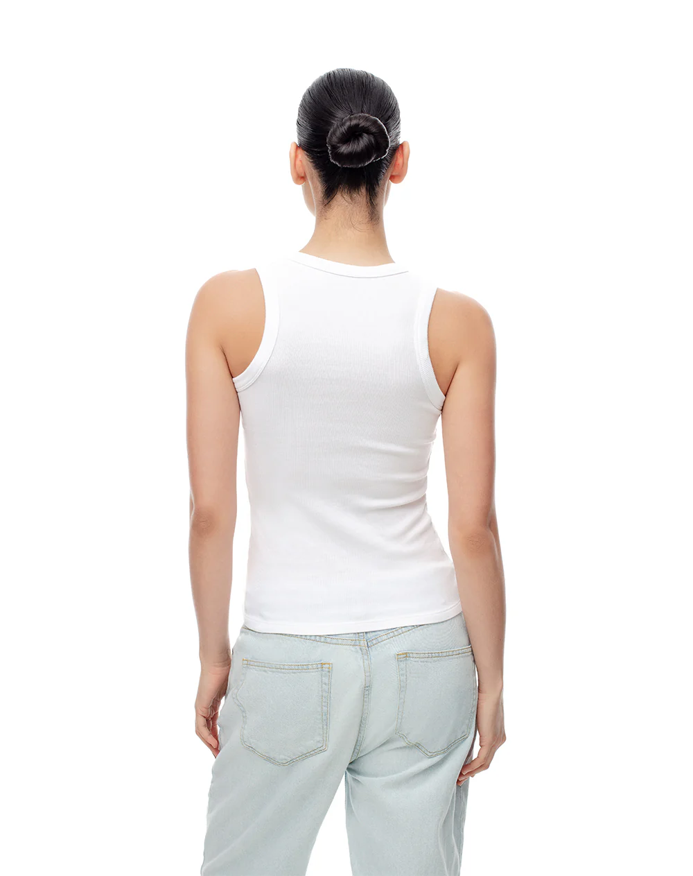 Camiseta esqueleto slim rib algodón blanca mujer - Image 2