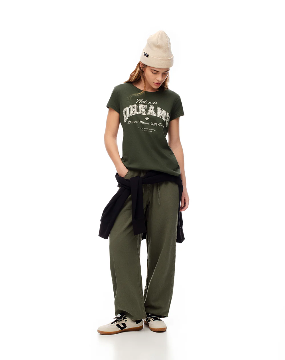 Camiseta regular algodón verde estampada mujer - Image 3