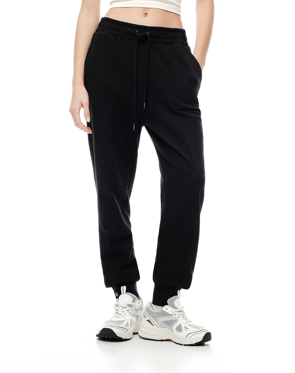 Jogger tiro medio algodón negro mujer - Image 3