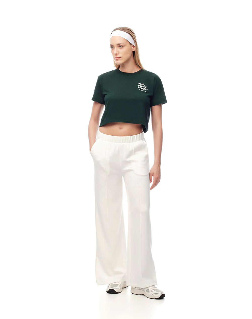 Camiseta crop regular algodón verde mujer - Image 4