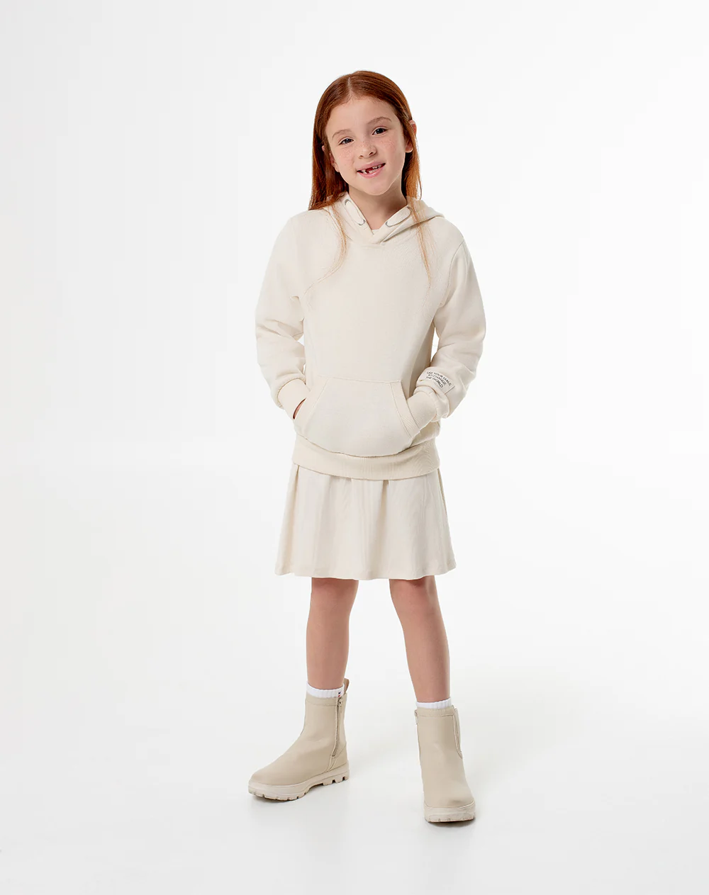 Buzo tipo hoddie algodón crema niña - Image 4
