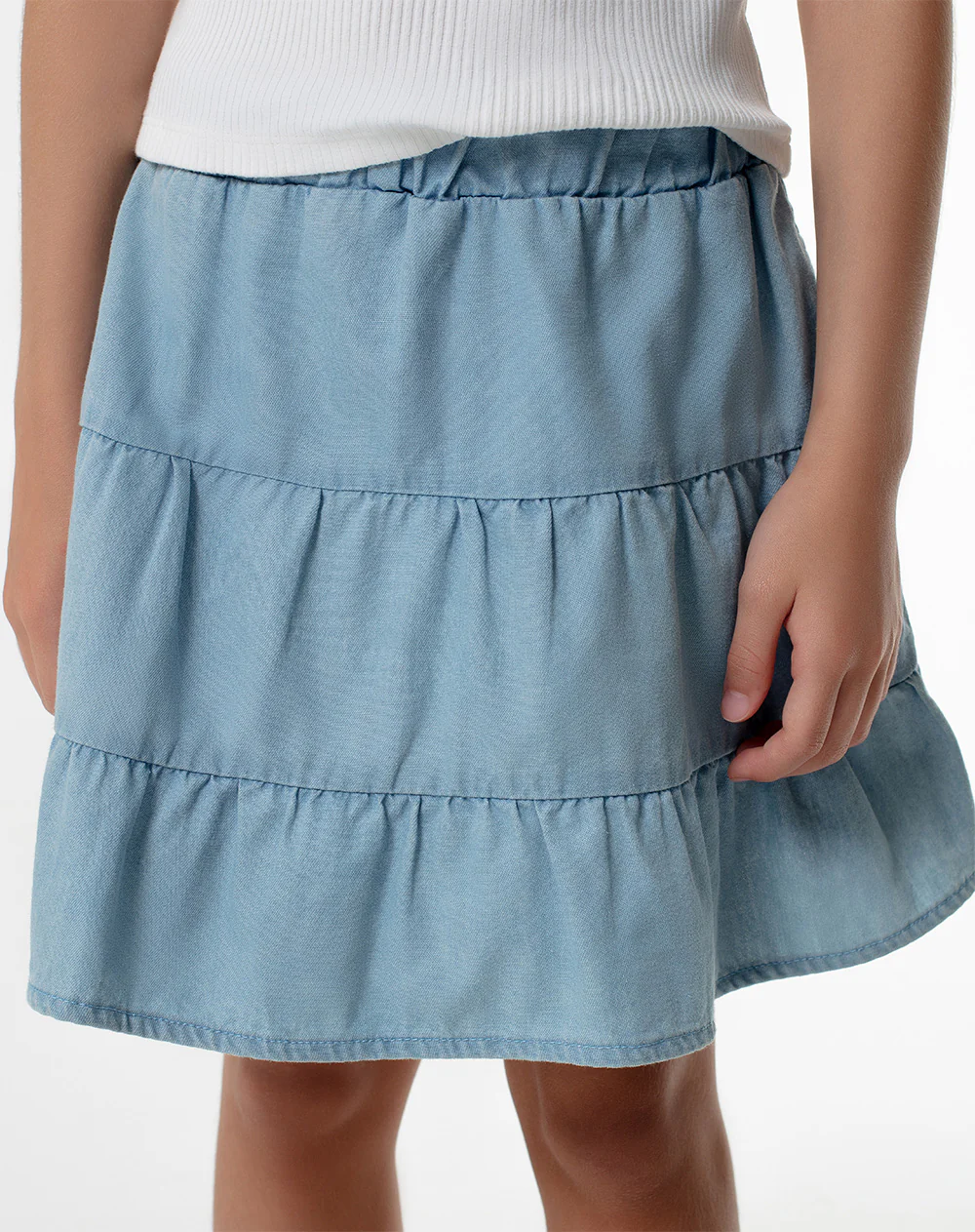 Falda capas denim índigo claro niña - Image 5