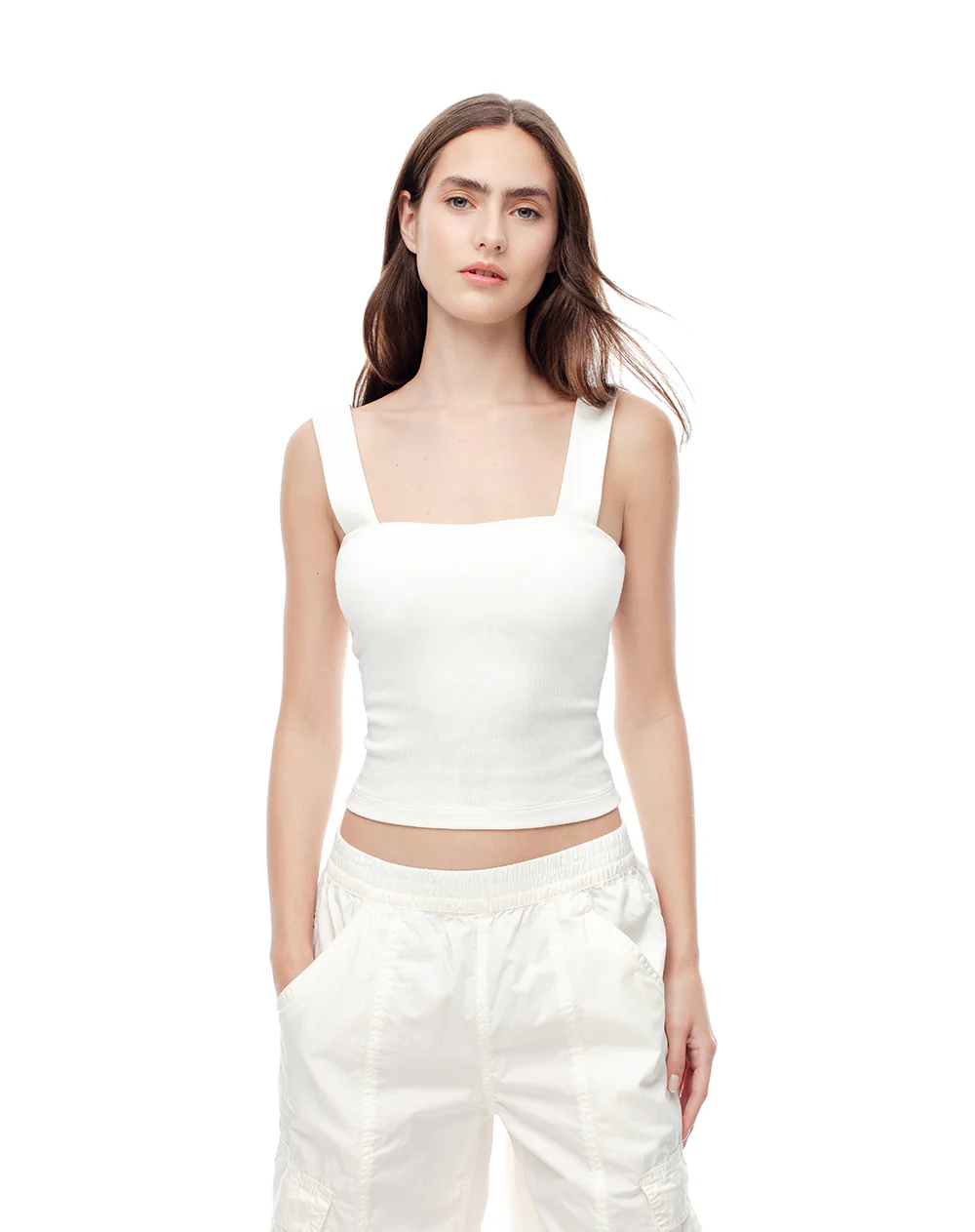 Crop top slim algodón blanca estampado mujer - Image 3