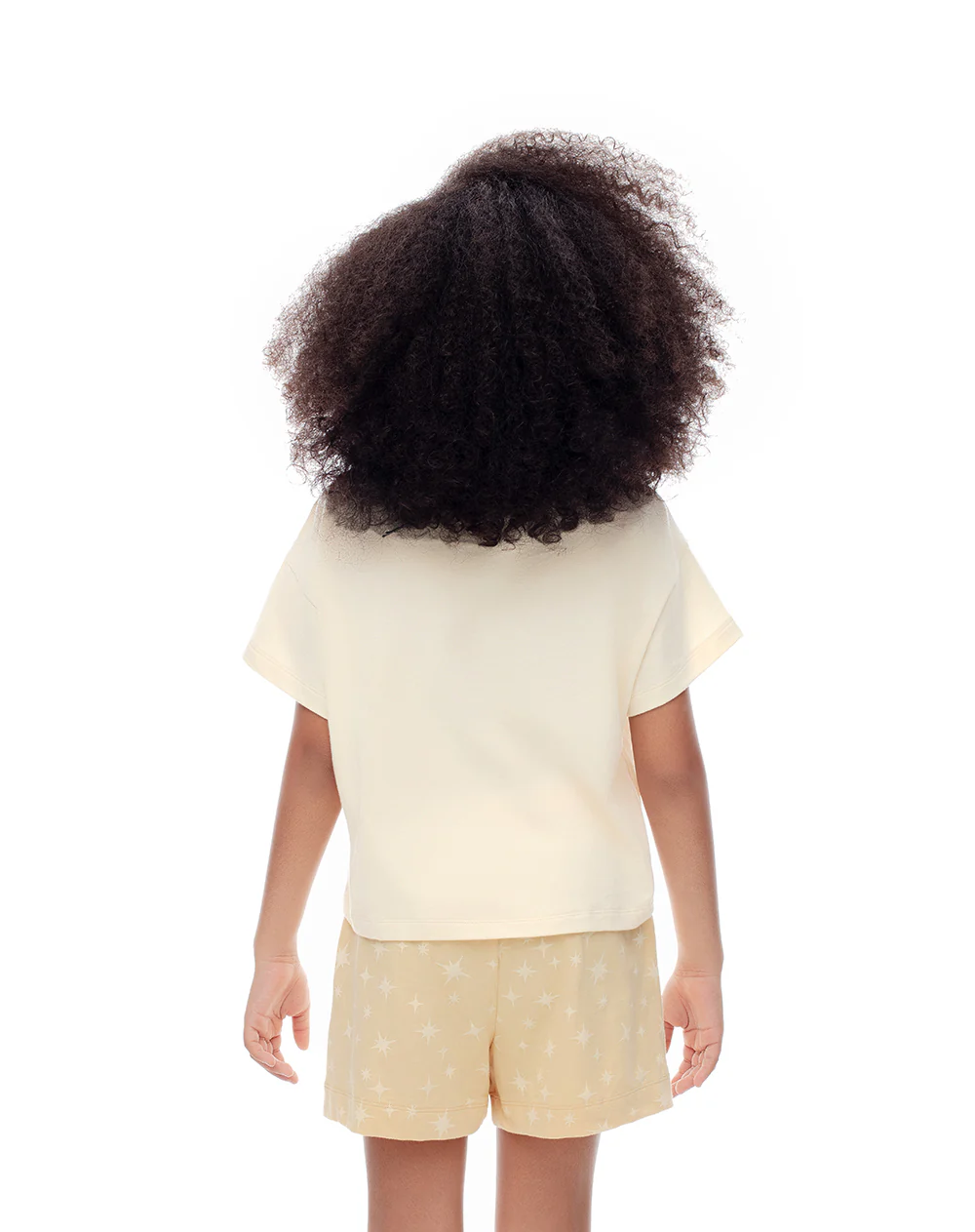 Camiseta + short de pijana algodón amarilla niña - Image 2