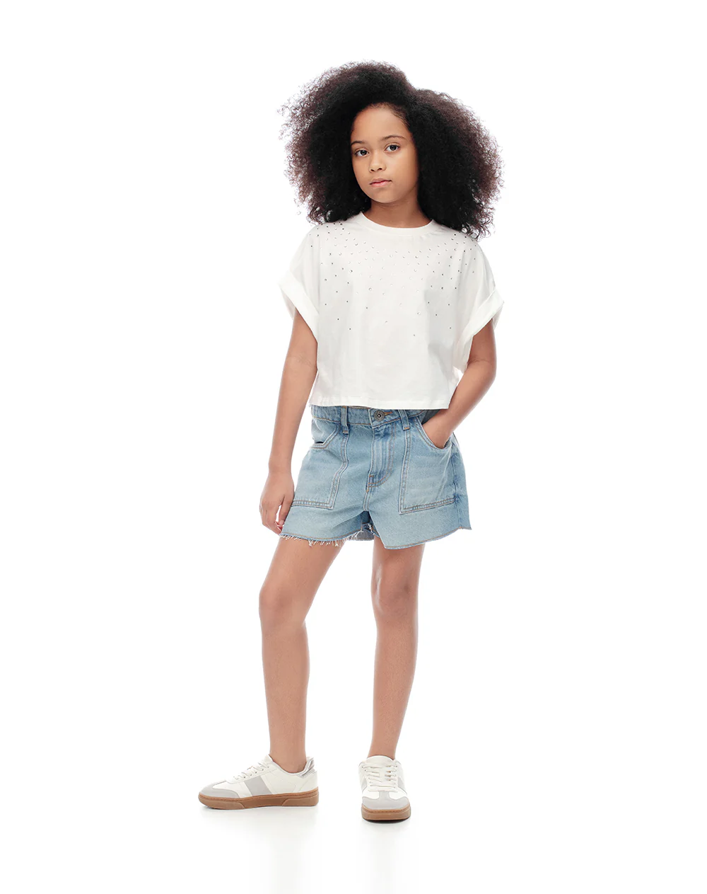 Camiseta regular algodón blanca niña - Image 3