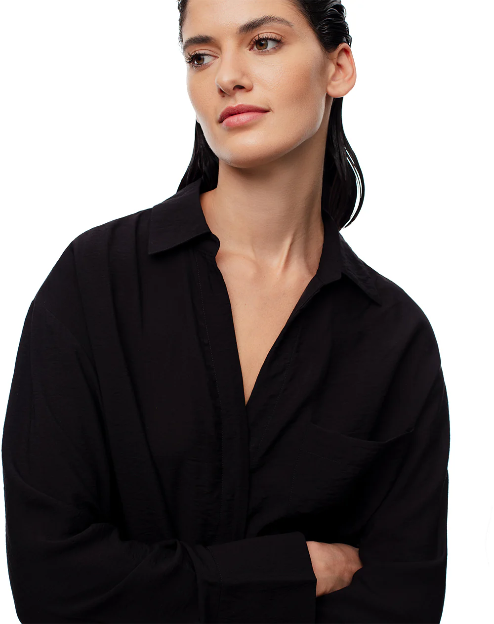 Camisa manga larga regular negra mujer - Image 3