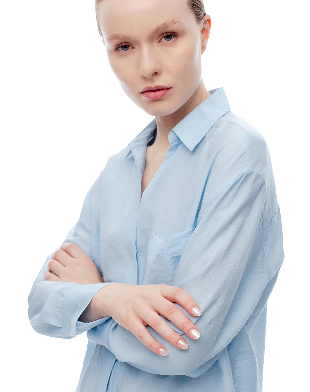 Camisa manga larga regular azul mujer - Image 4