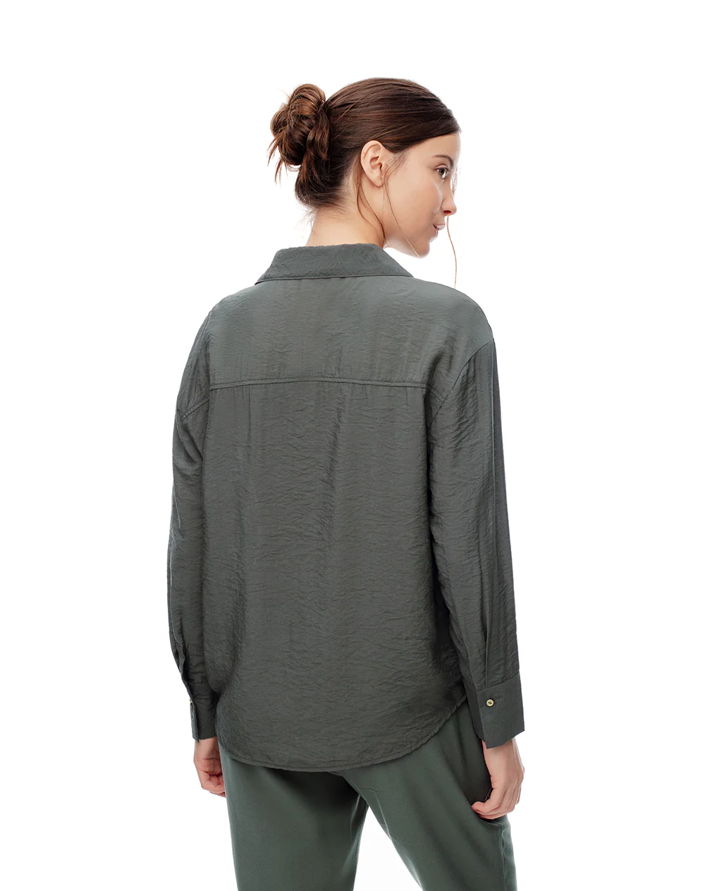 Camisa manga larga regular verde mujer - Image 2