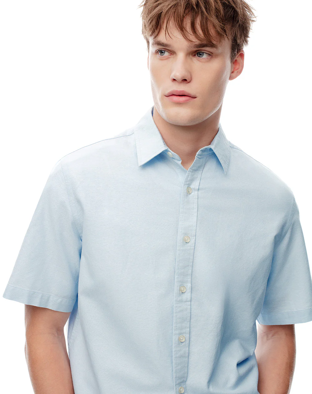Camisa manga corta regular algodón azul hombre - Image 3