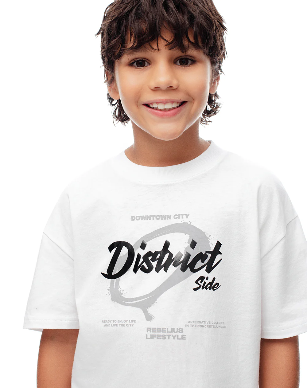 Camiseta regular algodón blanca niño - Image 3