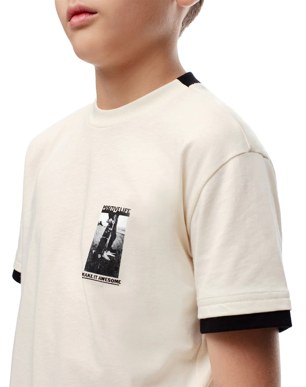 Camiseta regular algodón crema estampada niño - Image 3