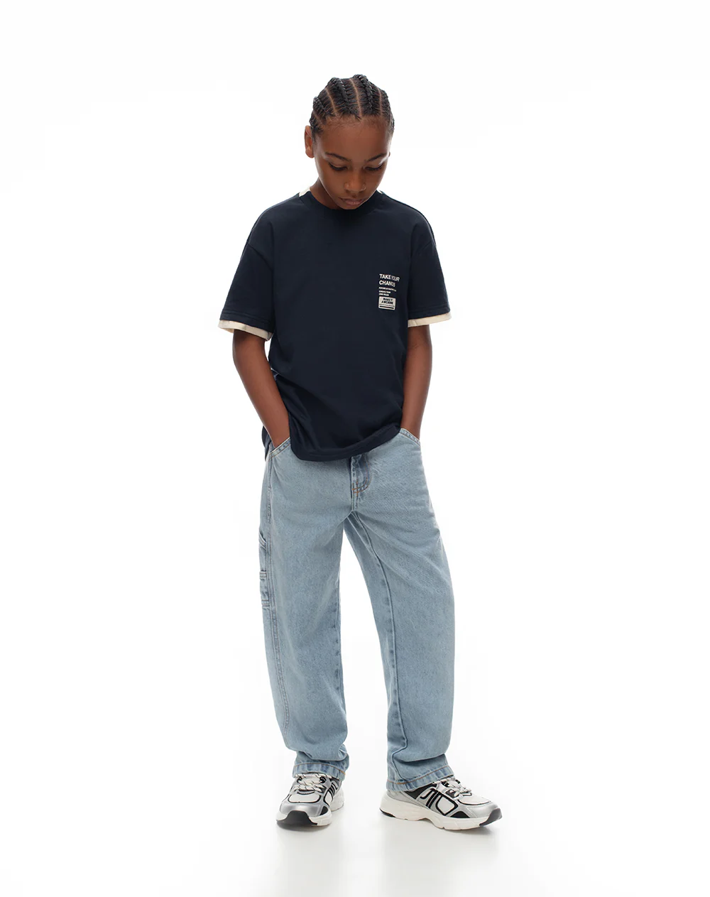 Camiseta regular algodón azul estampada niño - Image 3