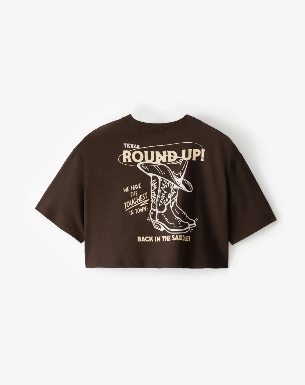 Camiseta crop regular algodón chocolate estampada mujer - Image 6