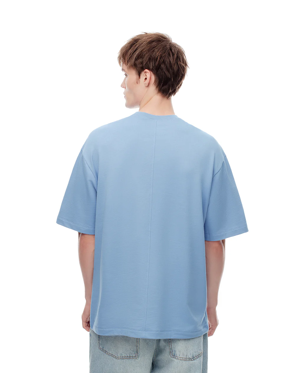 Camiseta oversize algodón azul hombre - Image 2