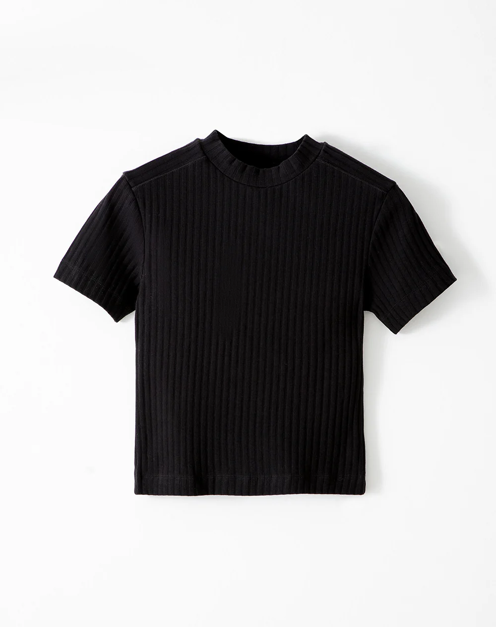 Camiseta crop slim algodón negra mujer - Image 5
