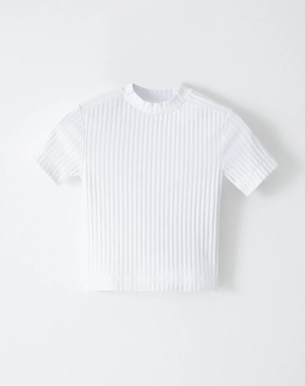 Camiseta crop slim algodón blanca mujer - Image 5
