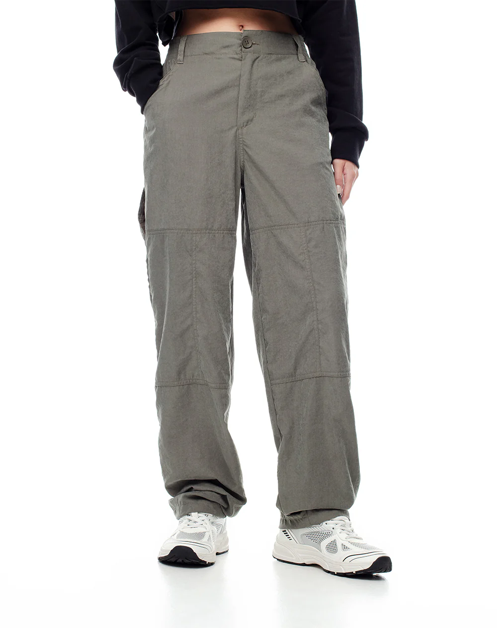 Pantalón recto tiro medio verde mujer - Image 5