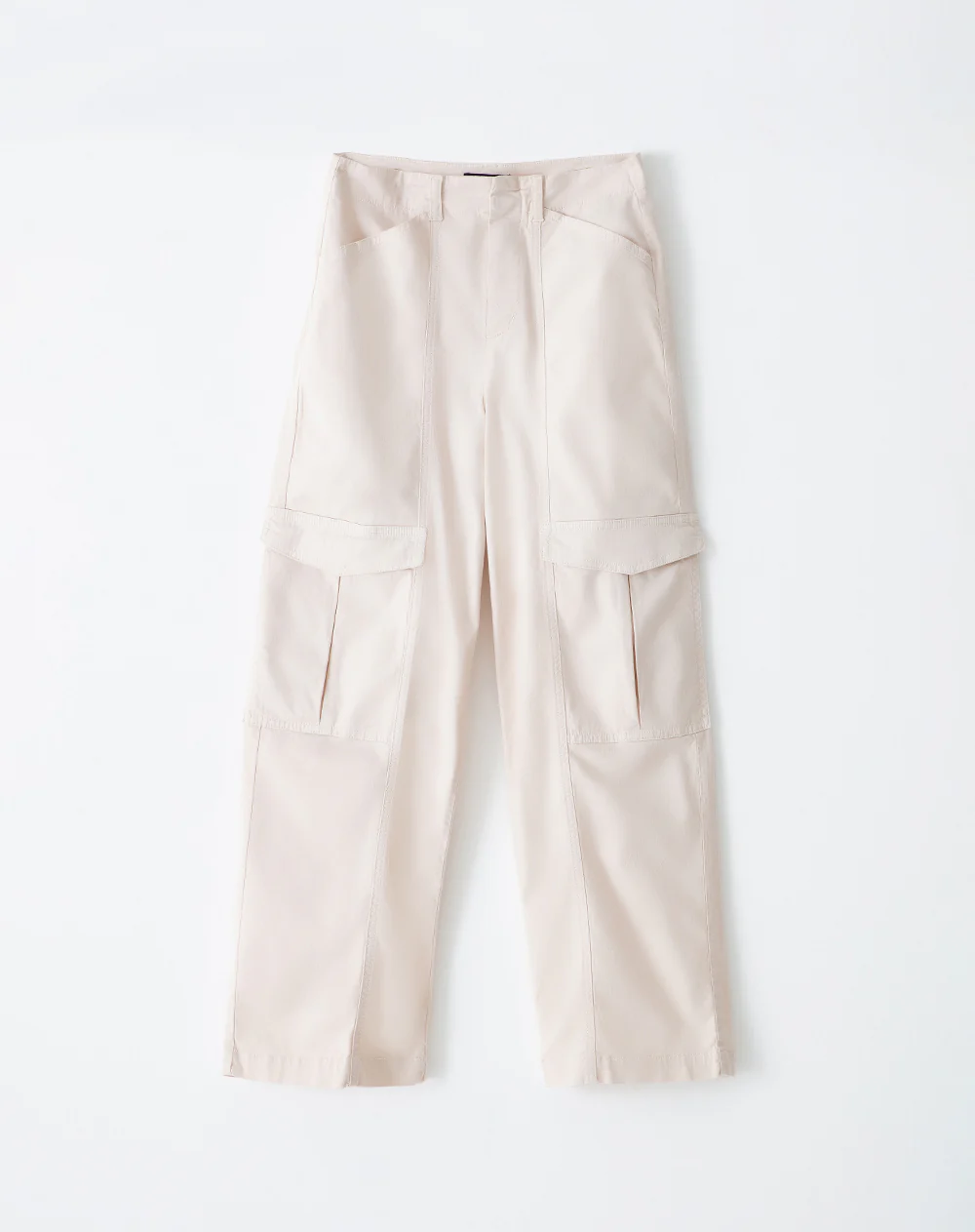 Pantalón cargo tiro medio algodón arena mujer