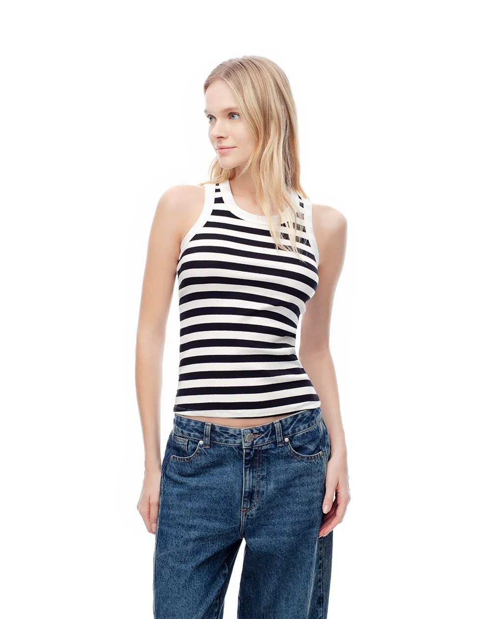 Camiseta esqueleto slim rib algodón rayas mujer - Image 5