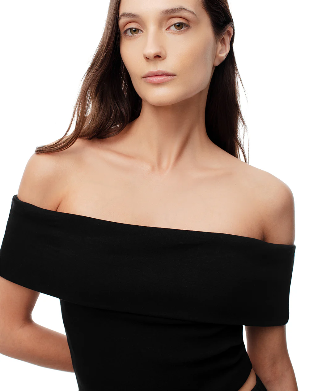 Top off-shoulder slim algodón negra mujer - Image 2