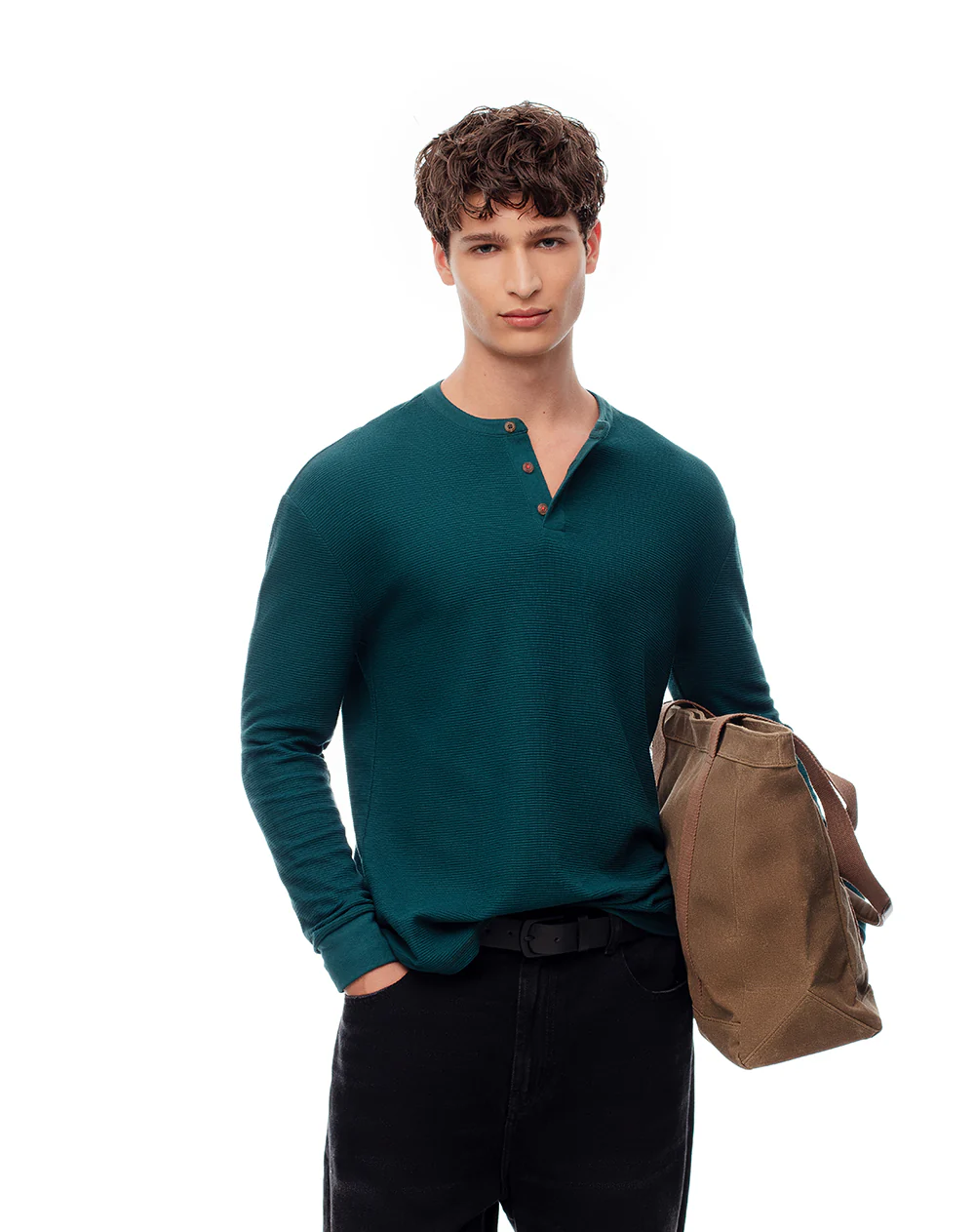 Camibuzo regular algodón verde hombre