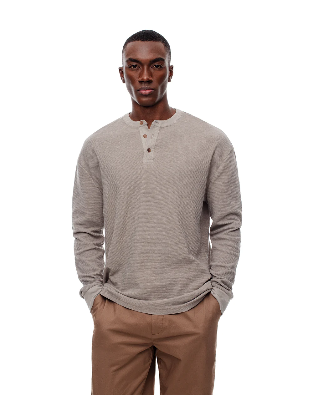 Camibuzo regualr algodón taupe hombre