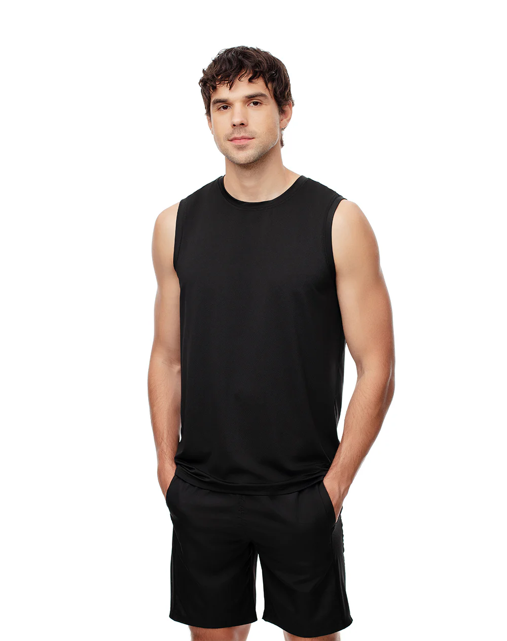 Camisilla deportiva antibacterial negra hombre
