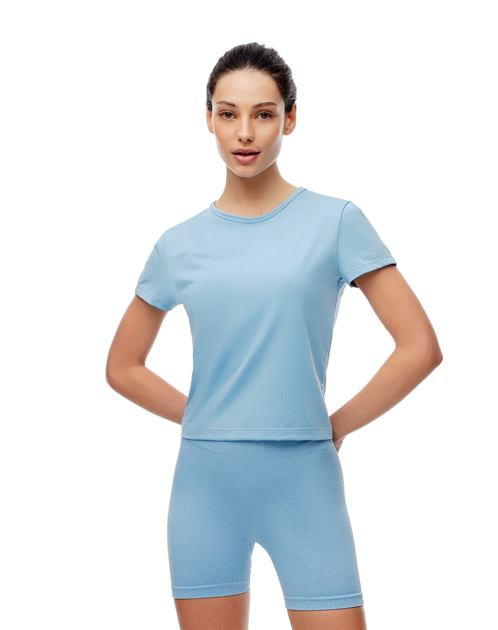 Camiseta deportiva secado rápido azul mujer
