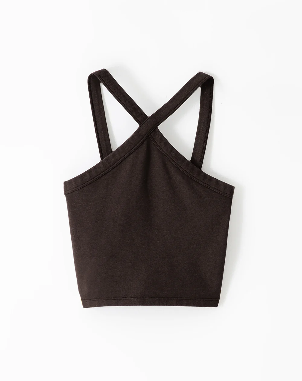 Crop top slim rib algodón chocolate mujer - Image 5