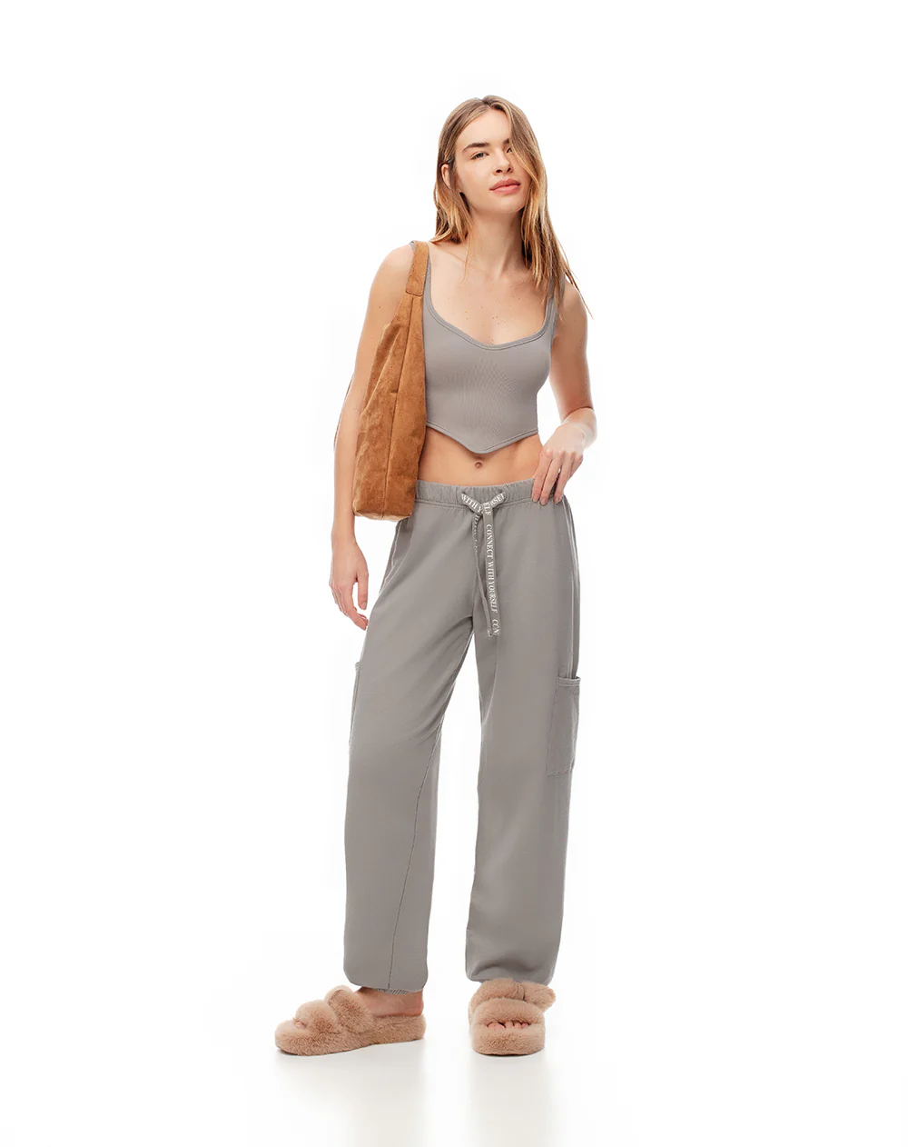 Crop top slim seamless taupe mujer - Image 5