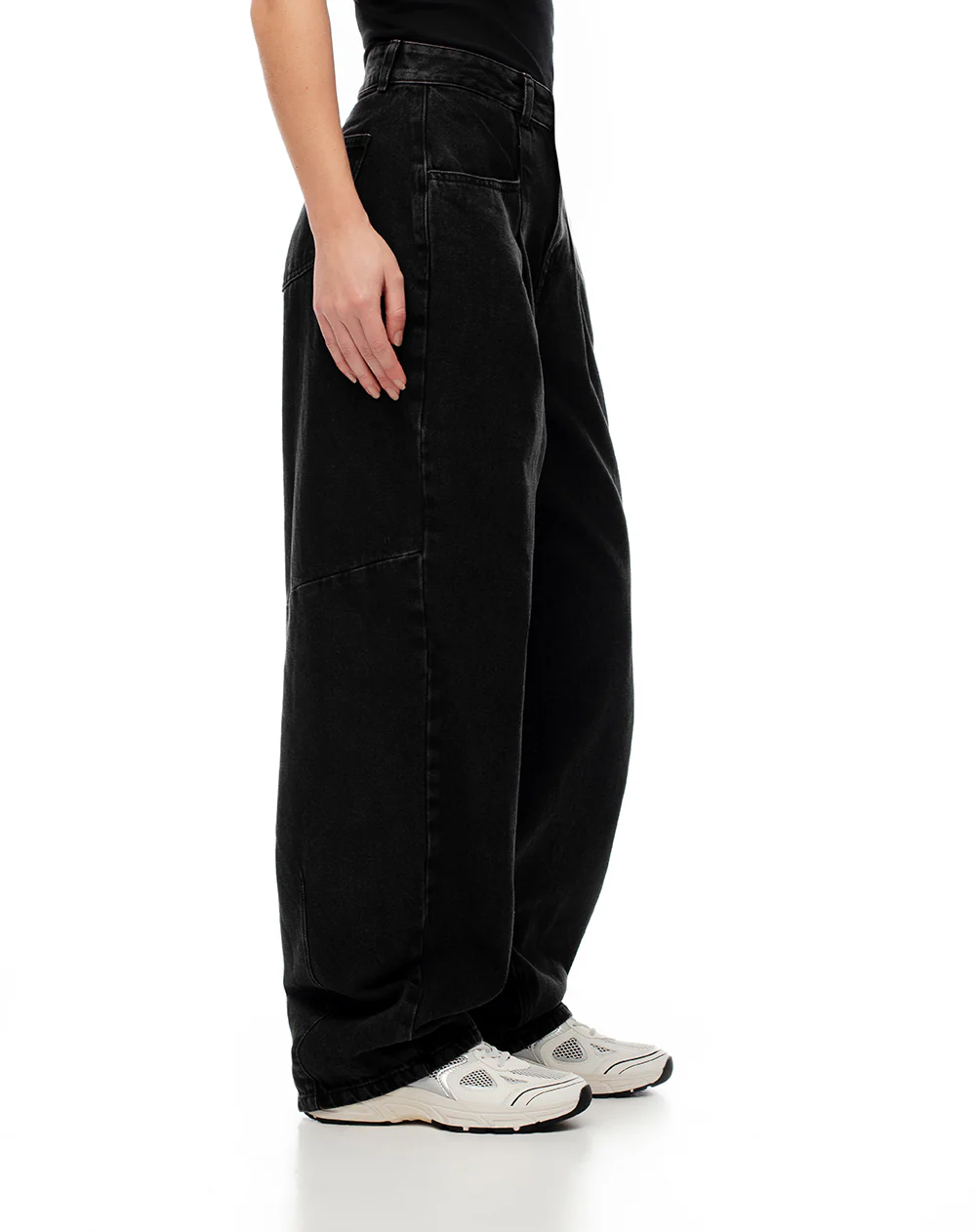Jean baggy tiro medio negro mujer - Image 4