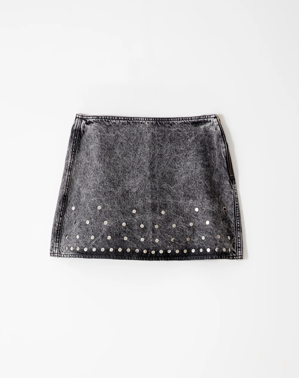 Falda tiro alto denim tachuelas gris mujer - Image 4