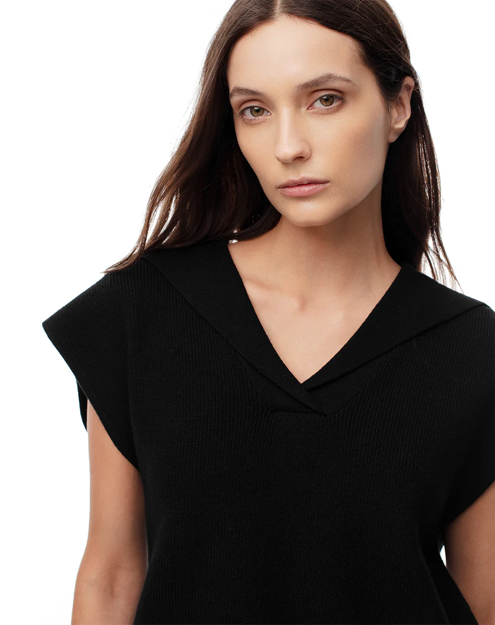 Chaleco oversize tejido negro mujer - Image 4