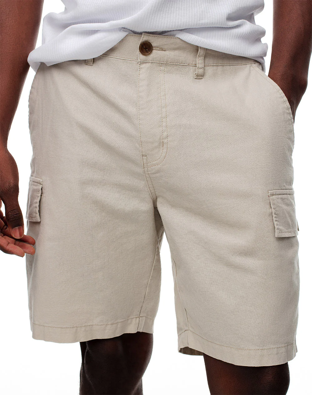 Bermuda regular lino caqui hombre - Image 3