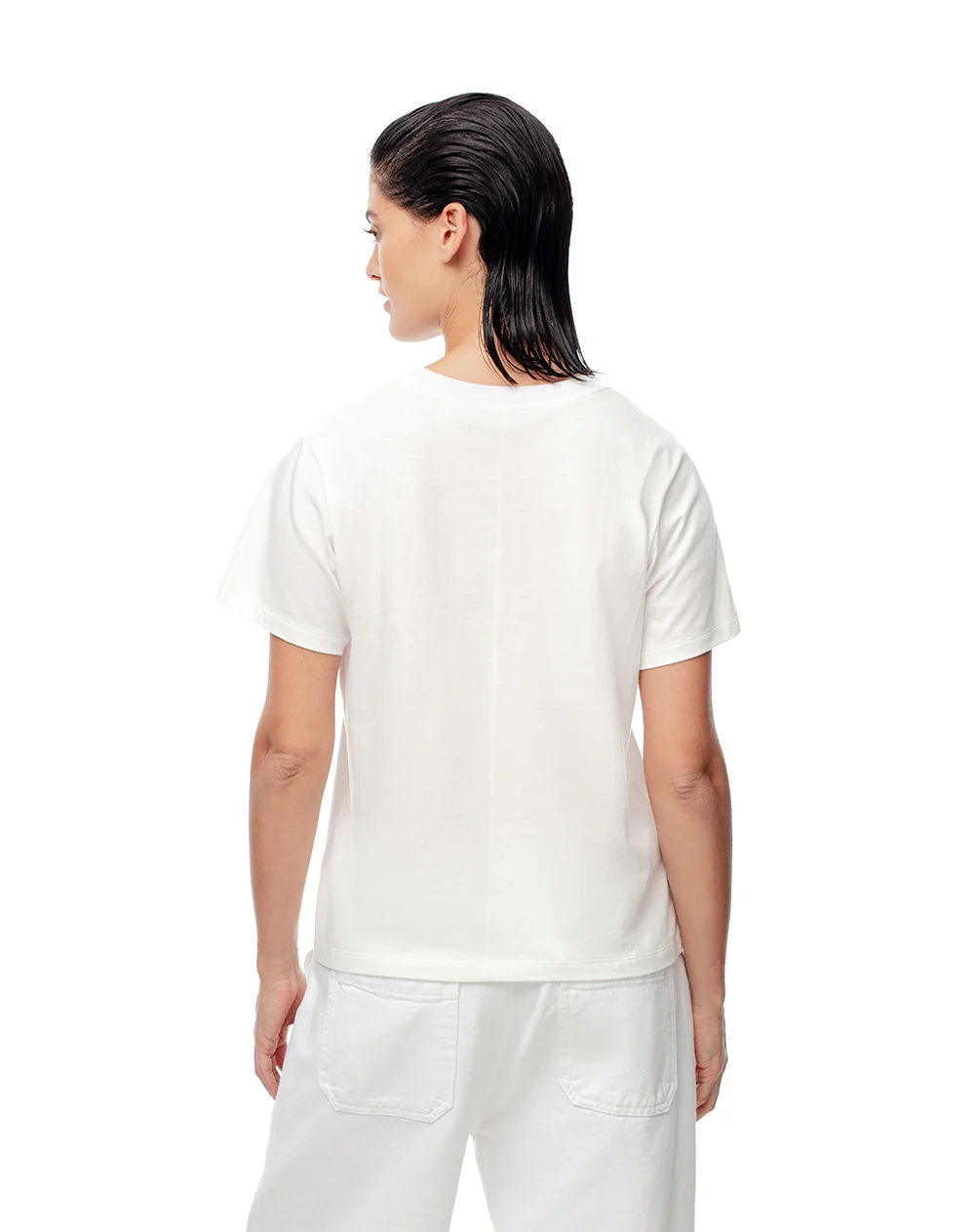 Camiseta regular algodón blanca mujer - Image 2
