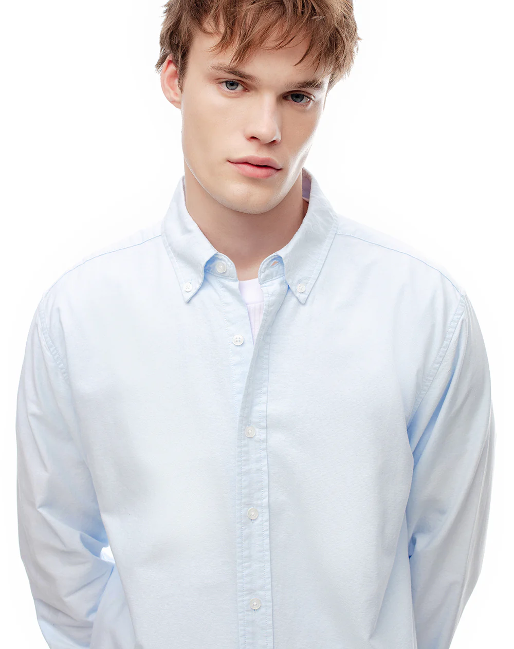 Camisa manga larga regular algodón azul hombre - Image 4