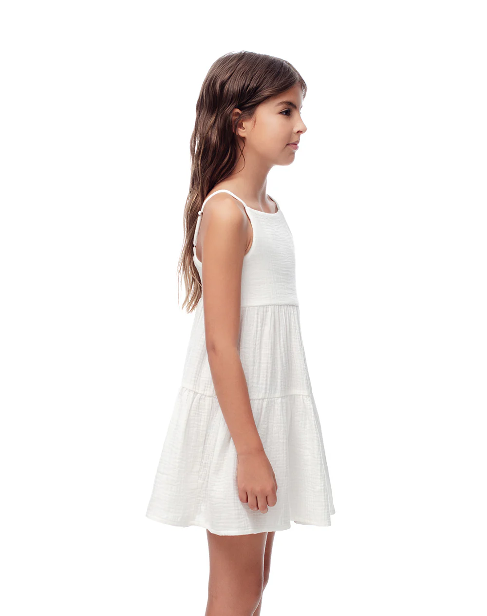 Vestido corto bloques algodón blanco niña - Image 6