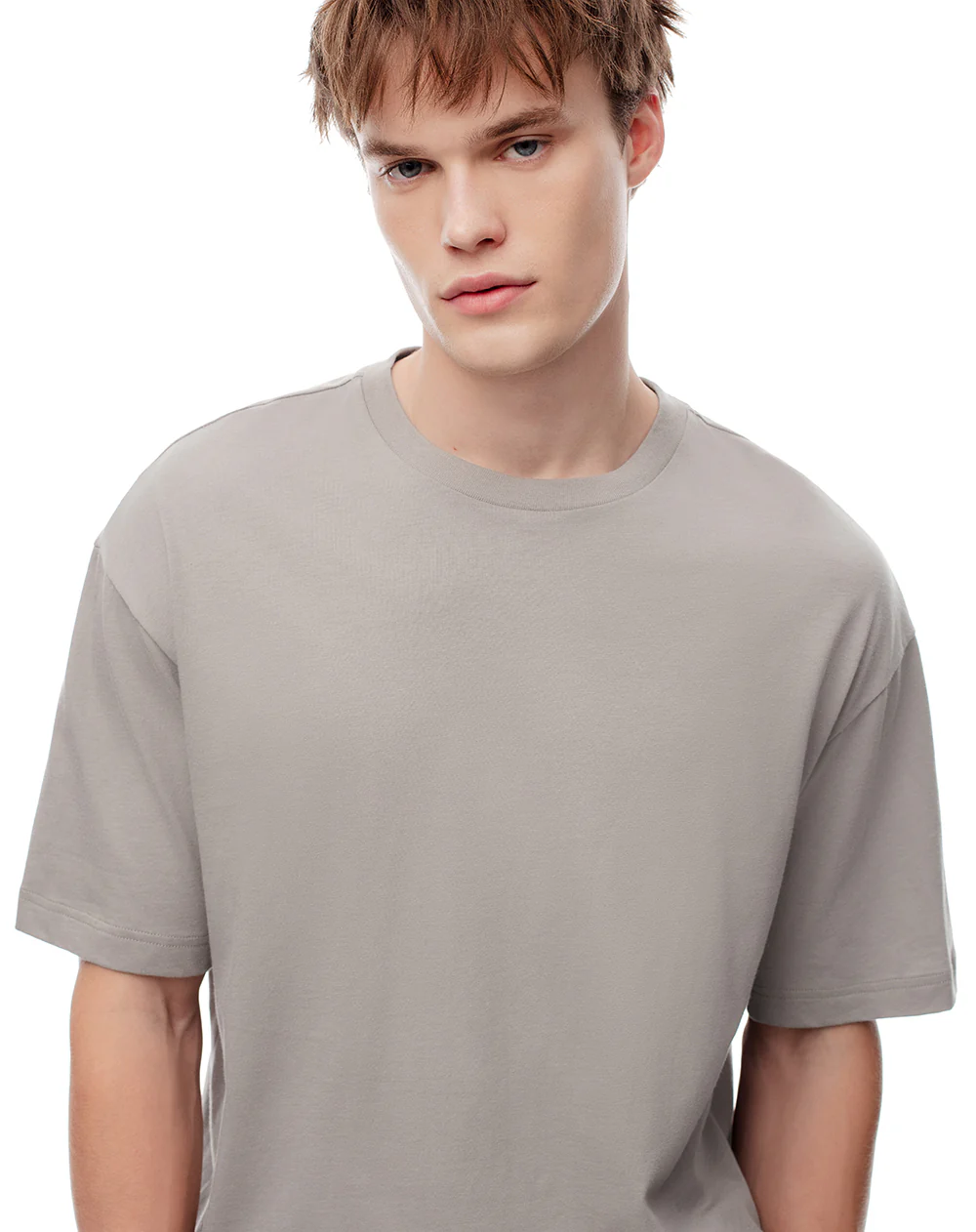 Camiseta relax algodón taupe hombre