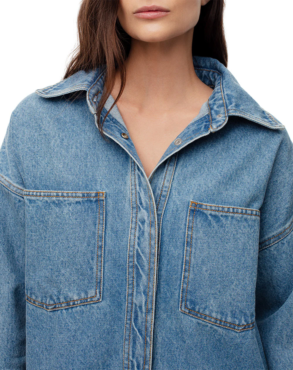 Chaqueta denim overshirt índigo medio mujer - Image 8