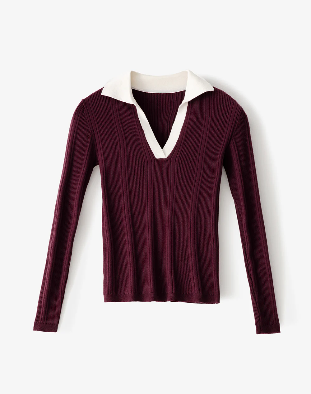 Camibuzo tipo polo slim tejido de punto vinotinto mujer - Image 5