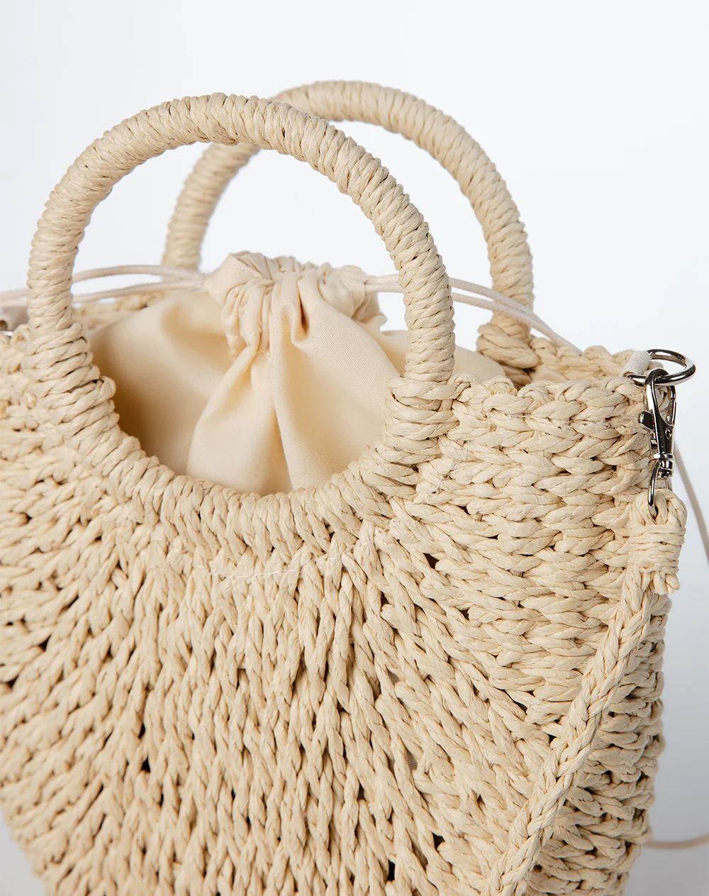 Bolso tipo cesta tejido beige mujer - Image 3